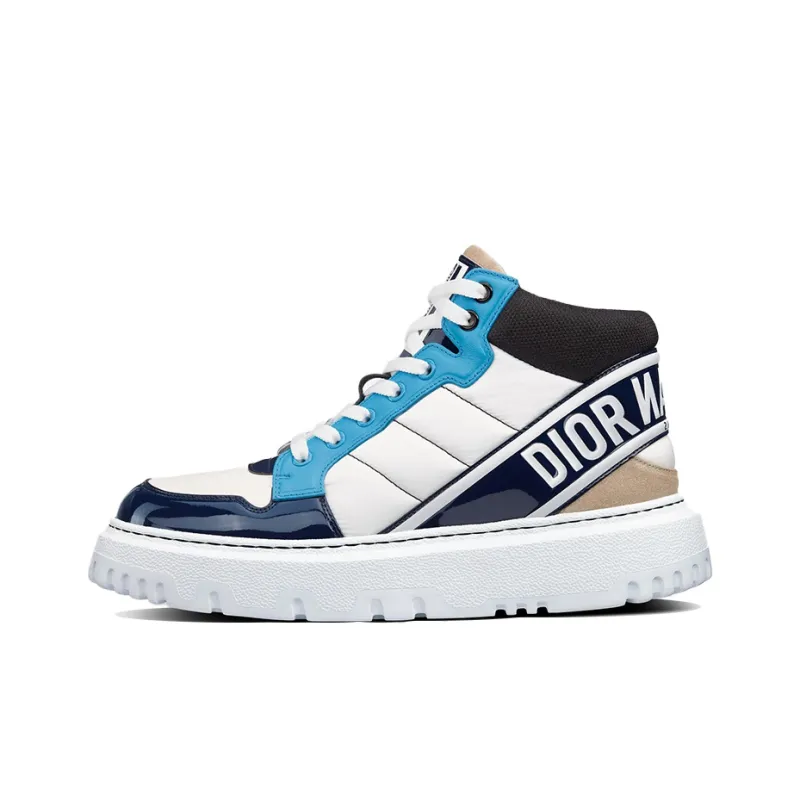 DIOR D Player Skateboard Shoes Women's High Top Blue/White-0