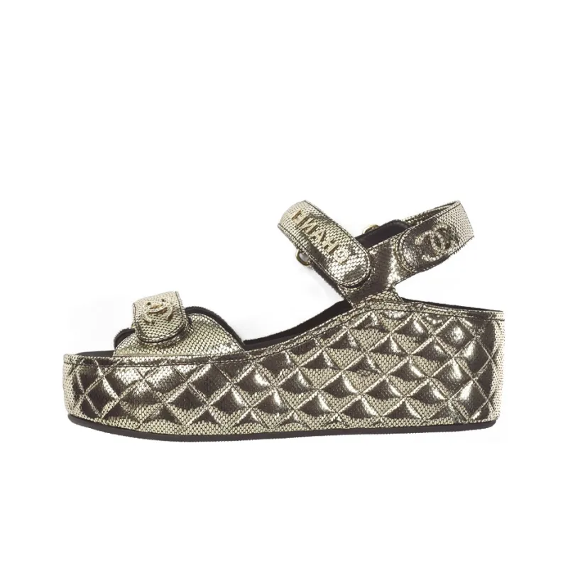CHANEL Strap Sandals Women's Gold-0