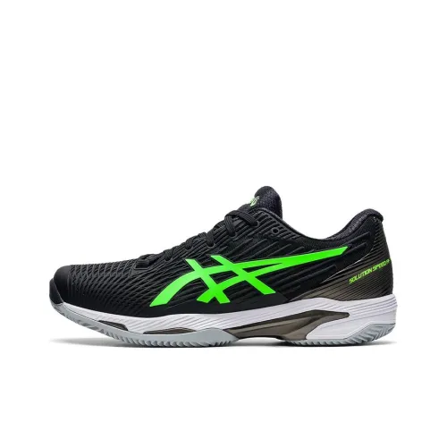 Asics Solution Speed FF 2 Clay Durable Breathable Low Top Running Shoes Men's Black Green Multicolor