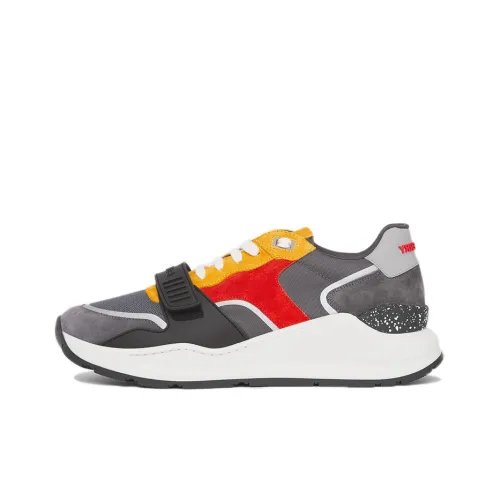 Burberry Lifestyle Shoes Men Low-Top Gray/Red/Yellow