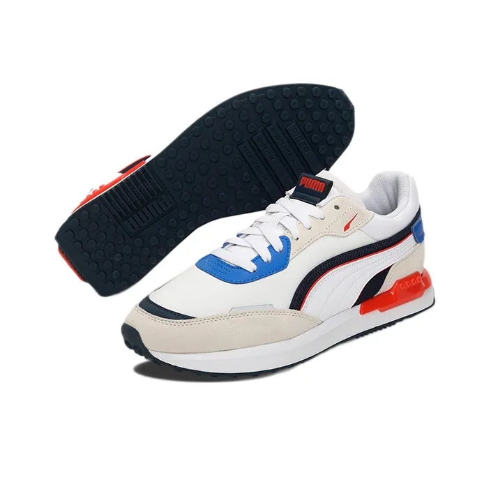 PUMA City Rider Wear-Resistant Slip-Resistant Cushioning Low-Top Casual Shoes Unisex Gray White Blue-4
