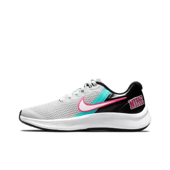 Nike Star Runner 3 Cushioning Anti Slip Wear Resistant Breathability Low Top Running Shoes GS Gray Black Pink