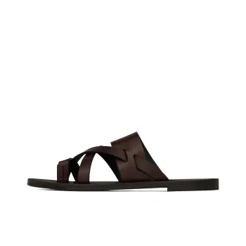SAINT LAURENT Rubber Sole Odor-Resistant Slide Slippers Men's Brown