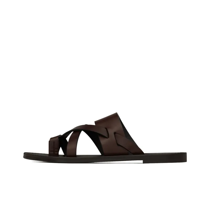 SAINT LAURENT Rubber Sole Odor Resistant Slide Slippers Men's Brown-0