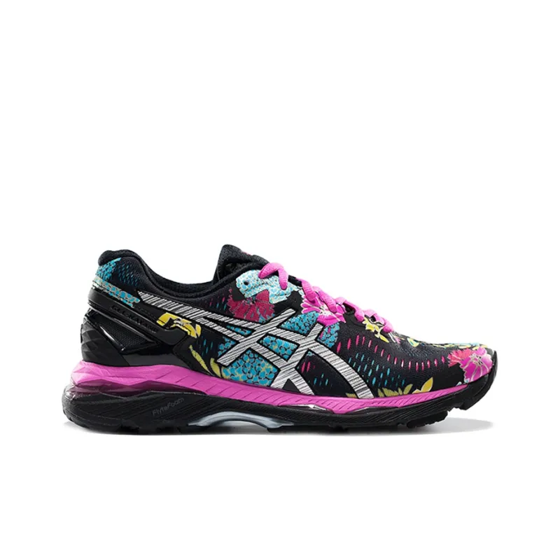 Asics Gel Kayano 23 Durable Breathable Low Top Running Shoes Women's Black Silver Pink-1