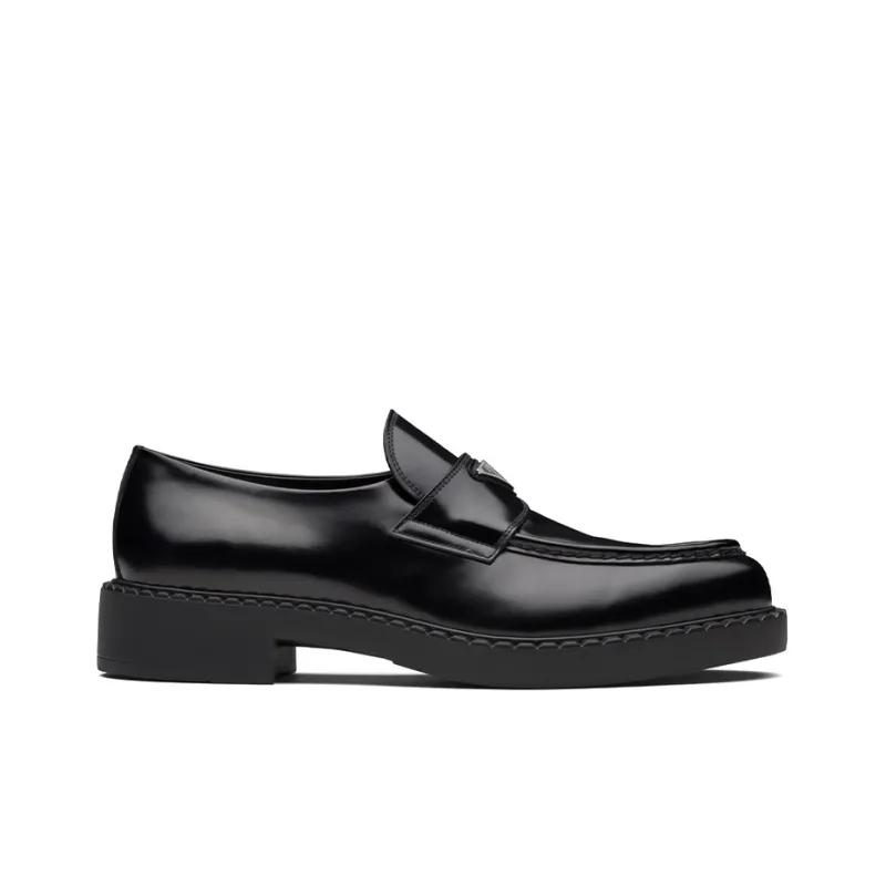 PRADA Chocolate Sharp Brushed Pointed Loafers Black Women's-1