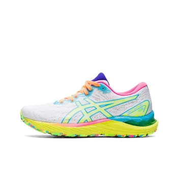Asics Gel-Cumulus 23 Cushioned Wear-Resistant Slip-Resistant Low-Top Running Shoes Women's White Yellow