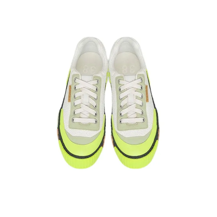 Both Broken Skateboard Shoes Women's Low Top White Green Black-3