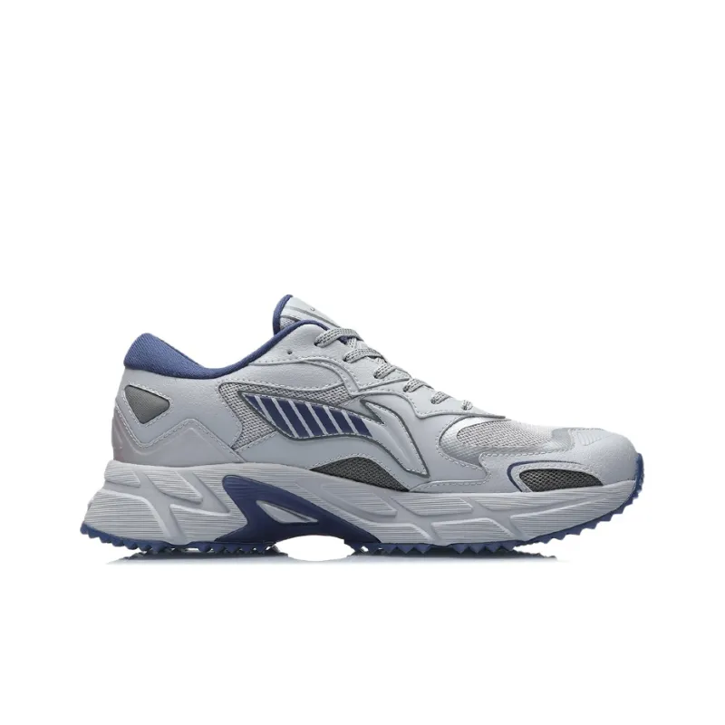 LiNing Shock Absorbing, Non Slip, Wear Resistant, Breathable And Lightweight Low Top Running Shoes Unisex Gray Blue-1