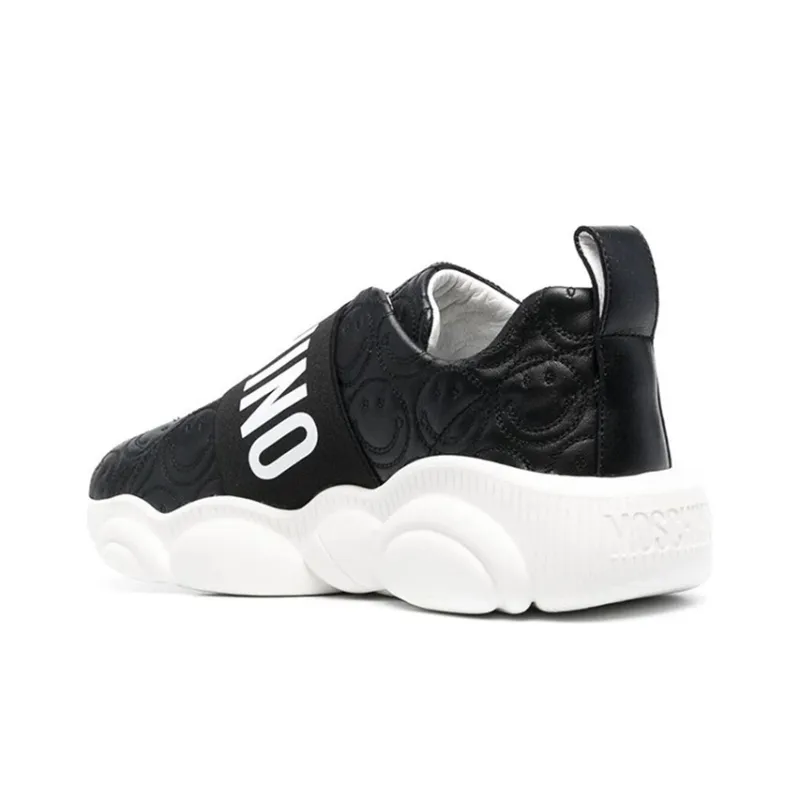 MOSCHINO Low Top Sports Casual Shoes Women's Black White-3
