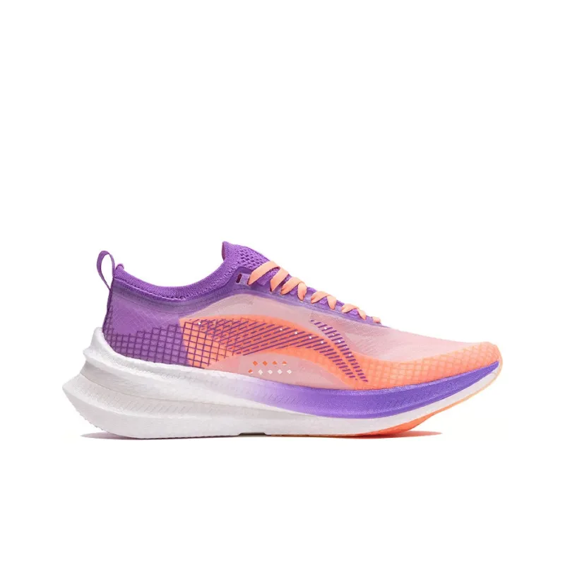LINING Feidian 2 Elite Running Shoes Women's Low Top White Fluorescent/Grape Purple-1
