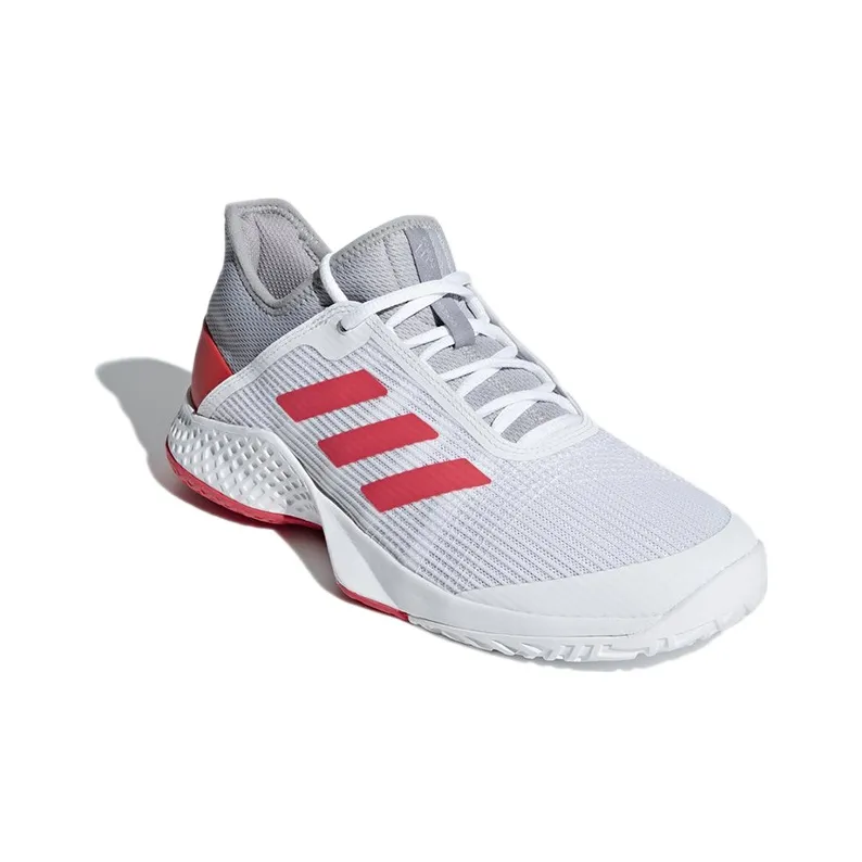 Adidas Adizero Club Slip-Resistant Low-Top Tennis Shoes Men's White Gray Red-2