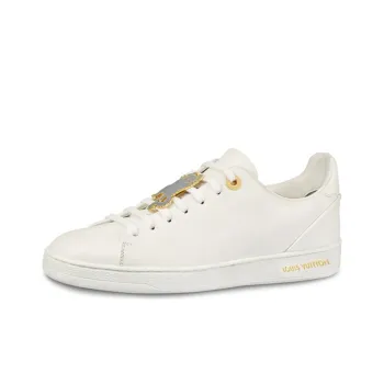 LOUIS VUITTON Frontrow Cowhide Cat Illustration Sneakers White Women's