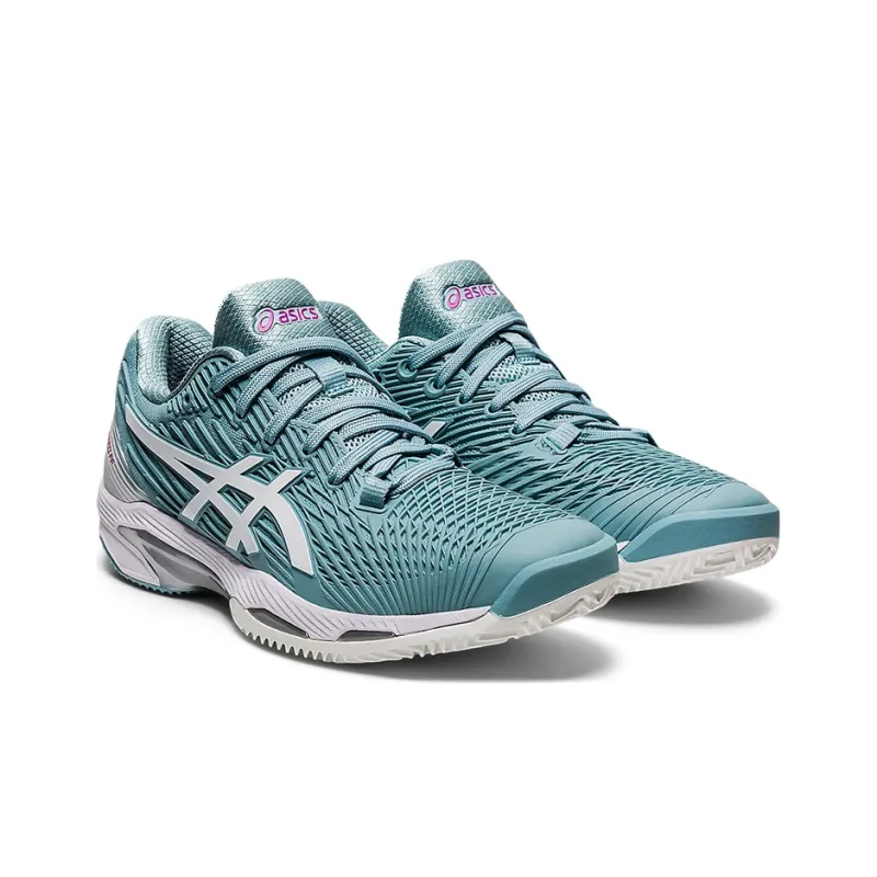 Asics Solution Speed FF 2 Clay Wear Resistant Low Top Running Shoes Women's Blue White-2