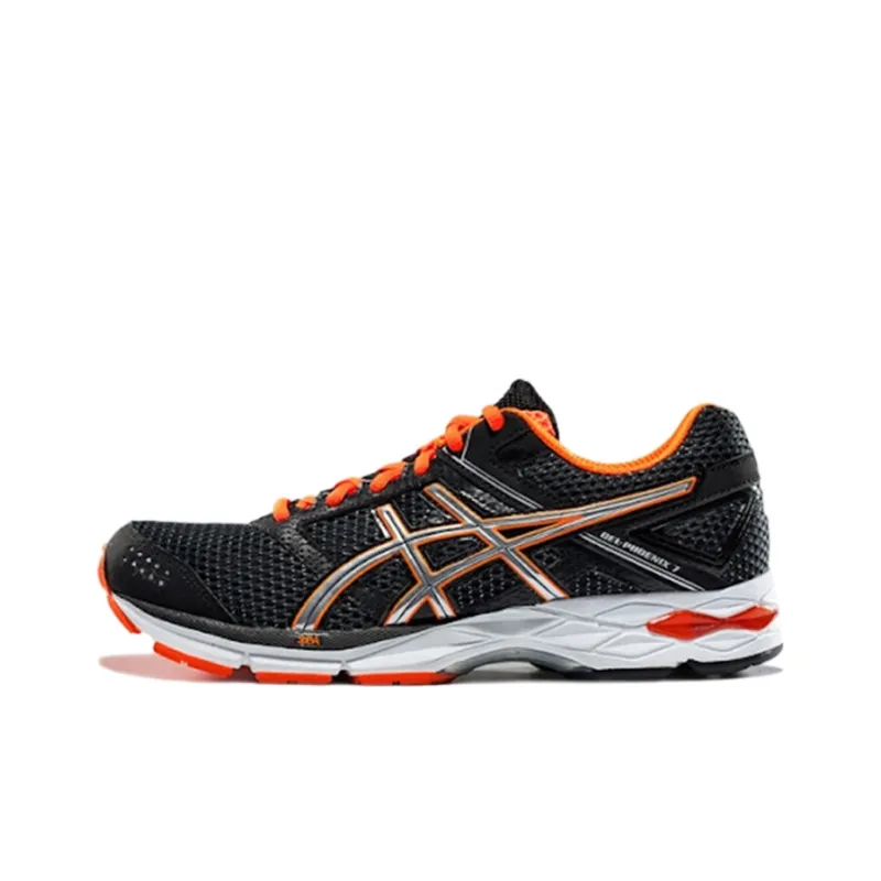 Asics Gel-Phoenix 7 Breathable Low-Top Running Shoes Men's Black Orange Silver-0