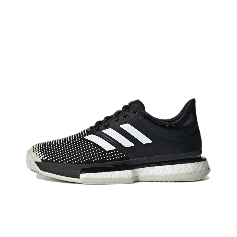 Adidas Solecourt Clay Wear Resistant Coverage Low Top Tennis Shoes Women's Charcoal Black-0