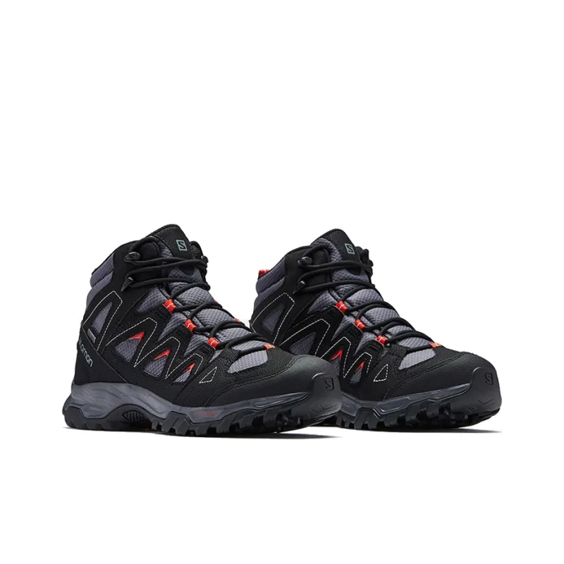 SALOMON Cushioned Slip Resistant Abrasion Resistant Mid Top Hiking Trekking Shoes Men's Ebony-2