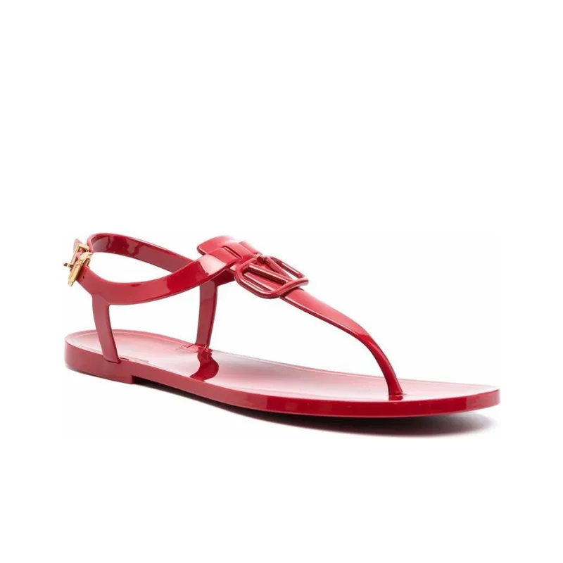 Valentino VLogo Signature Flat Sandal Women's Red-1