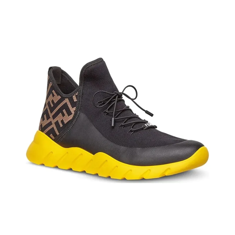 FENDI FF Motif Mesh High 'Black Yellow'-2