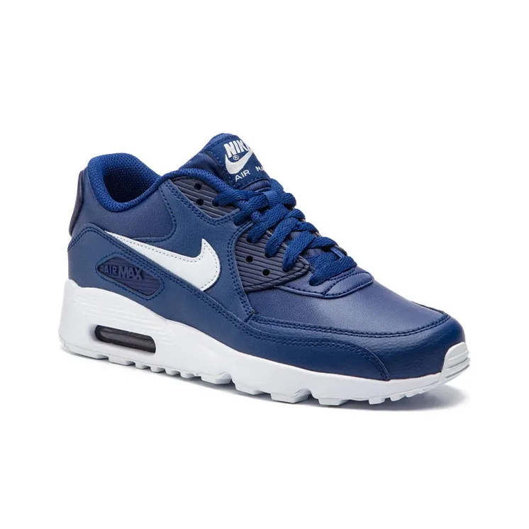 Nike Air Max 90 Wear-Resistant Slip-Resistant Cushioning Low-Top Running Shoes GS Blue White-1