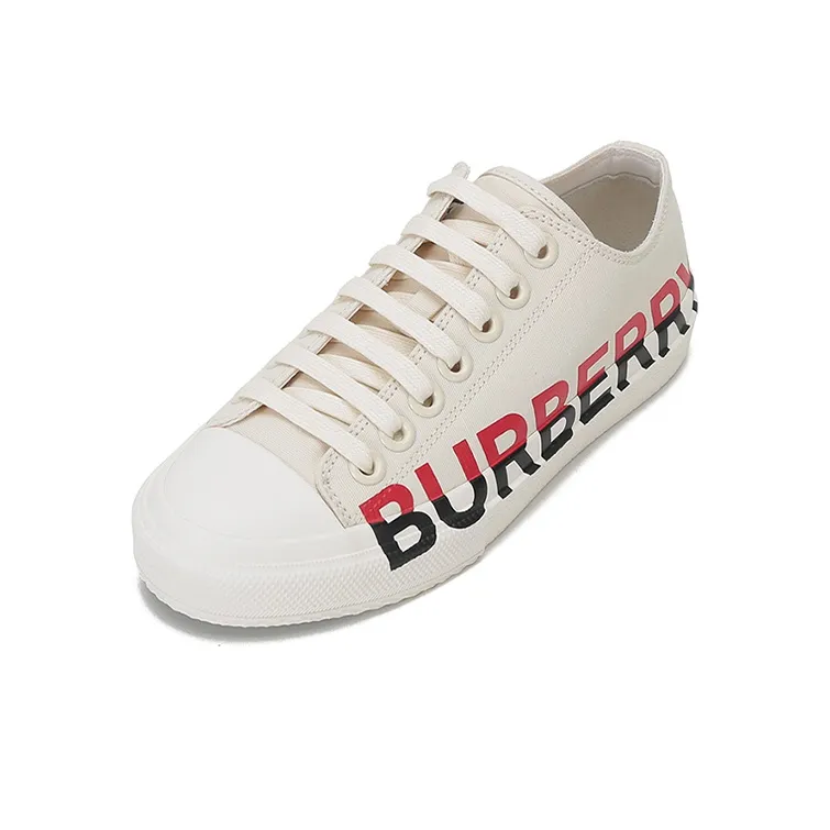 Burberry Low Top Canvas Shoes Women's Cream-2