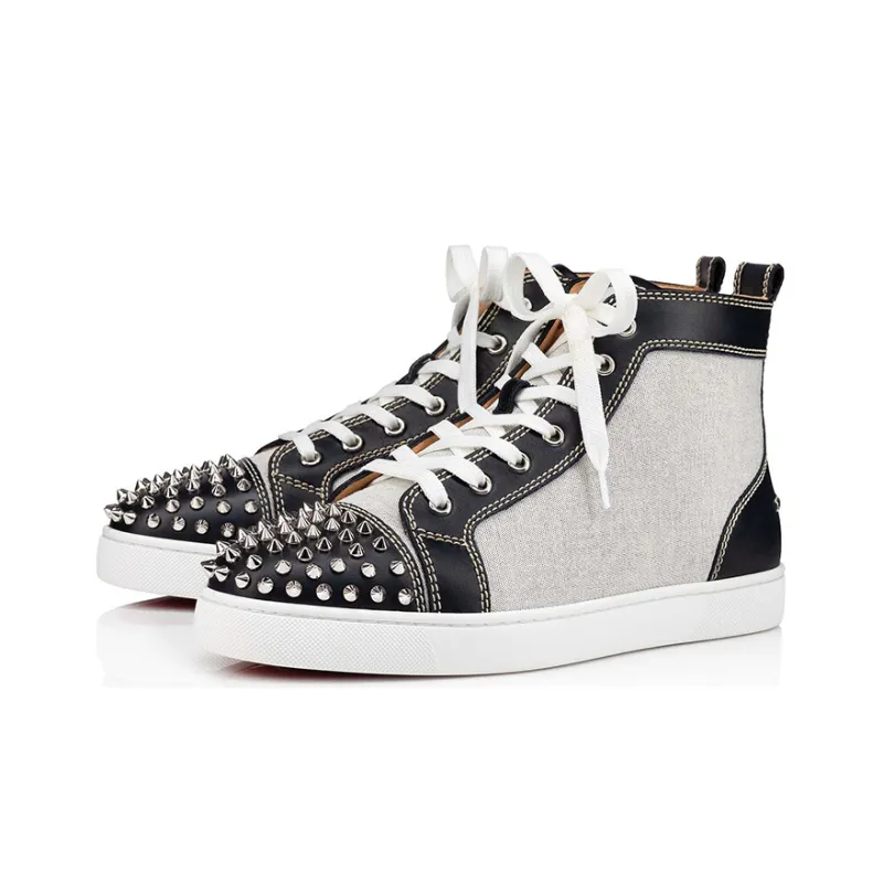 CL Lou Spikes Orlato High Top Skateboard Shoes Men's Gray Black-1
