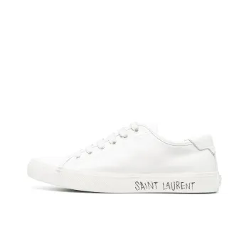 SAINT LAURENT Malibu Leather Low Top Stylish Skateboarding Shoes Women's White Vintage Version