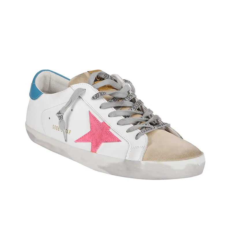 Golden Goose Skateboard Shoes Men's White Blue Pink-2