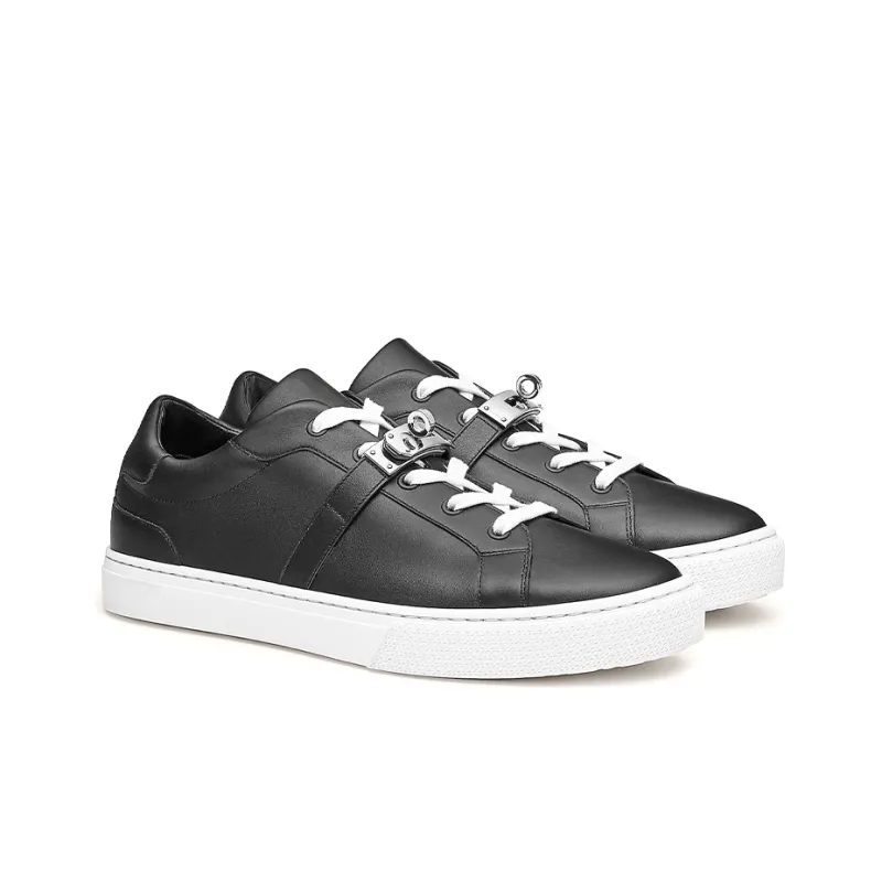 HERMES Day Collection Low Top Stylish Skateboarding Shoes Men's Black-2