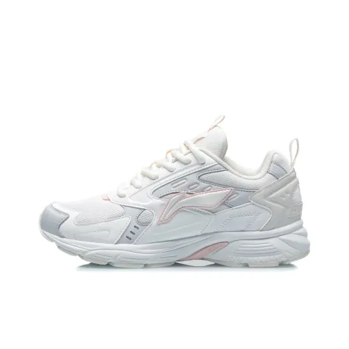 LiNing Shock Absorbers With Slip Resistant And Abrasion Resistant Properties Low Top Running Shoes Women's Mist White