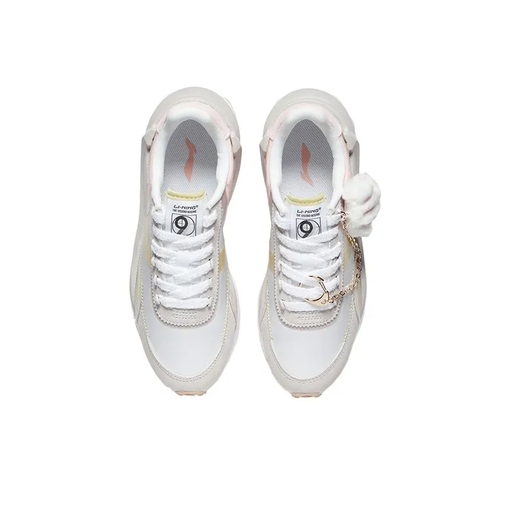 LiNing Square Coverage Support Low Top Running Shoes Women's White Gray Pink-3