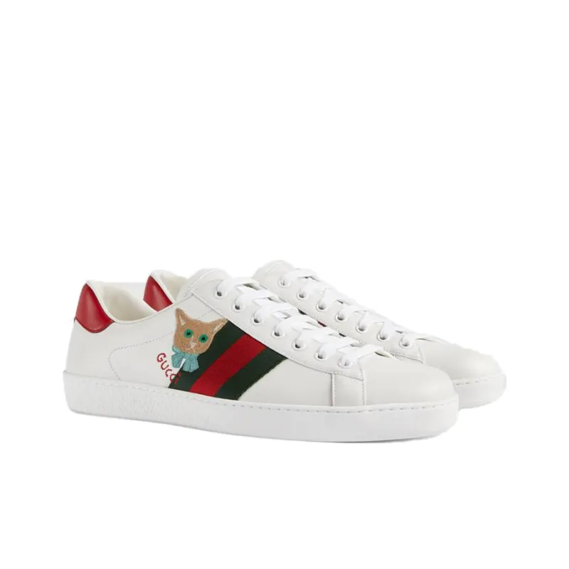 GUCCI Ace Cat Motif Low-top Sneakers-1