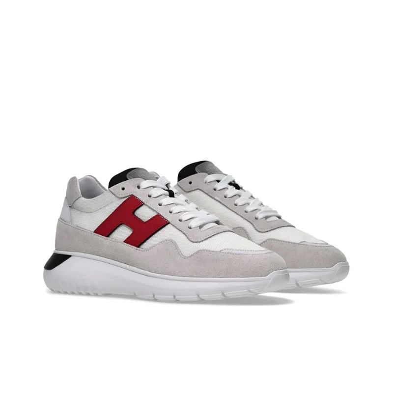 HOGAN Interactive³ Cushioning, Slip Resistant, And Abrasion Resistant Low Top Sports Casual Shoes Men's Gray Red-2