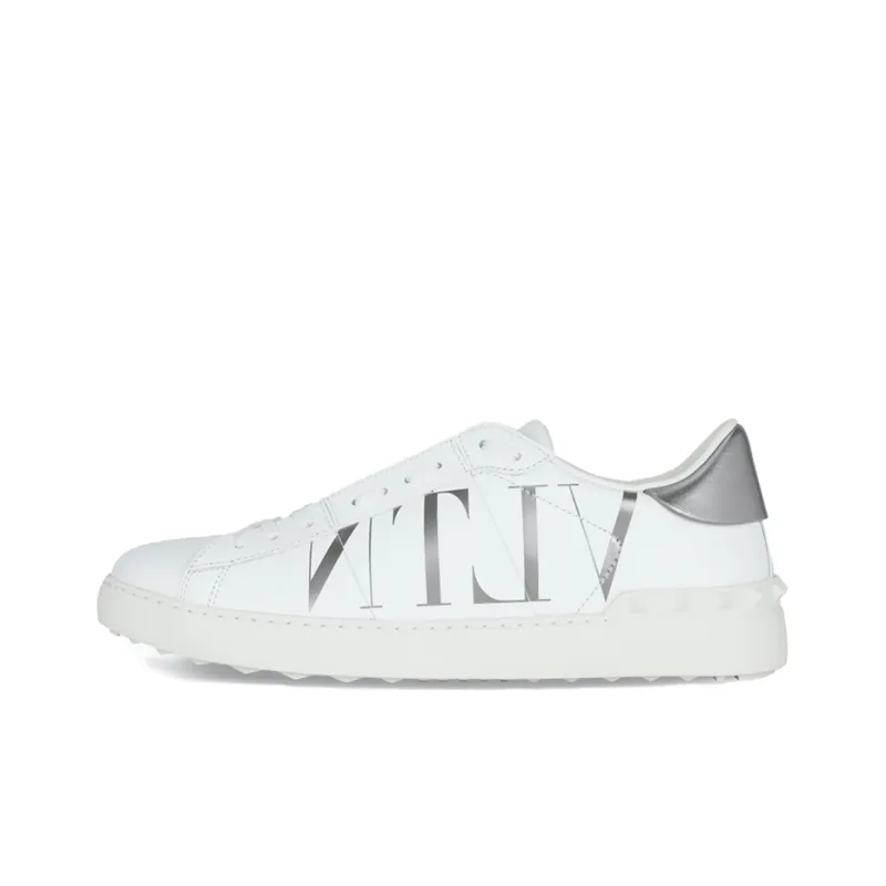 Valentino Open Low Top Stylish Skateboarding Shoes Men's White Silver-0