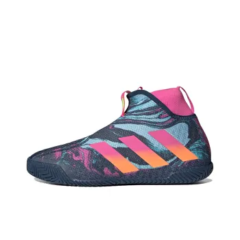 Adidas Stycon Laceless Hardcourt Cushioning Anti-Slip And Wear-Resistant Mid-Top Tennis Shoes Men's Marine Blue