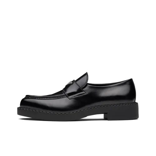 PRADA Chocolate Sharp Brushed Pointed Loafers Black Women's