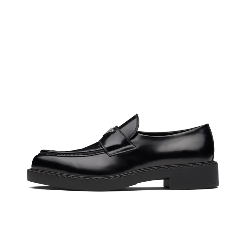 PRADA Chocolate Sharp Brushed Pointed Loafers Black Women's-0