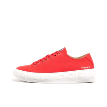 VERSACE Medusa Greca Low Canvas Canna Red White