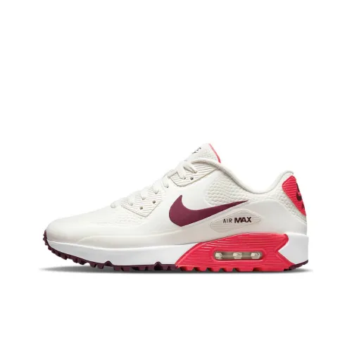 Nike Air Max 90 Running Shoes Men Low-Top Off White/Red