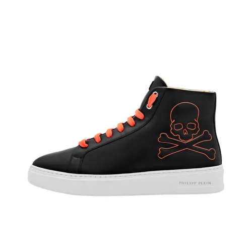 PHILIPP PLEIN Skateboard Shoes Men High-Top Black/Orange