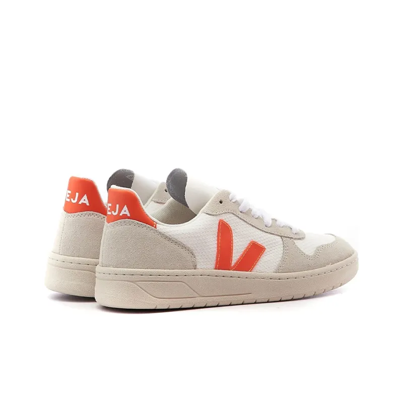 VEJA V-10 Skateboard Shoes Women's Low-Top White/Orange-3