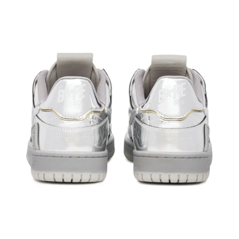 HajimeSorayama x A BATHING APE SK8 STA Kunio Okada Collaboration Stylish Skateboarding Shoes Women's Metallic Silver-2