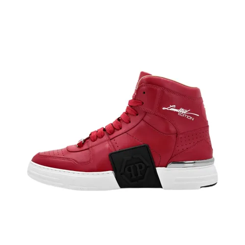 PHILIPP PLEIN Skateboard Shoes Men High-Top Red