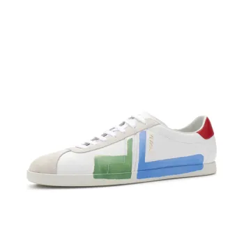 Lanvin Glen Calfskin Leather Low Top Stylish Skateboarding Shoes Men's White