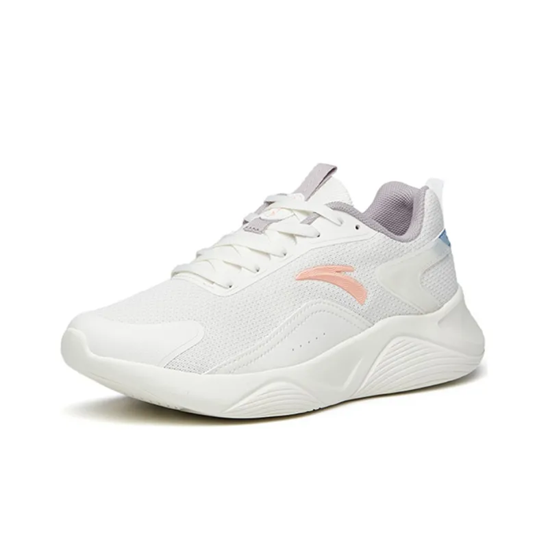 Anta Cushioning Breathable Lightweight Wear Resistant Slip Resistant Low Top Running Shoes Women's Ivory White-2