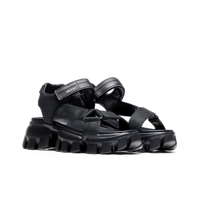 PRADA Sporty Woven Nylon Tape Sandals 'Black' Women's-2