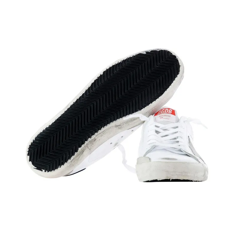 Golden Goose Super Star Low Top Casual Skateboard Shoes Men's White Distressed Style-4
