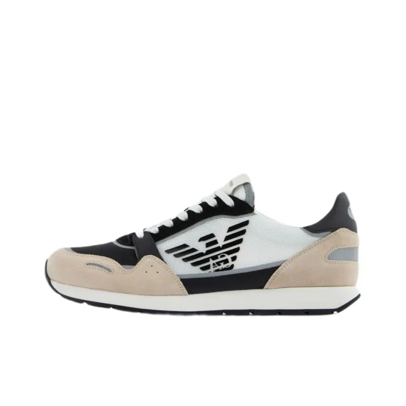 EMPORIO ARMANI Anti Slip Wear Resistant Low Top Casual Shoes Men's Beige Black White-0