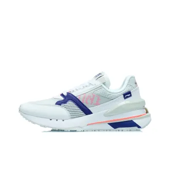 LiNing 001 Cushioning Rebound Low Top Running Shoes Women's White Gray Blue