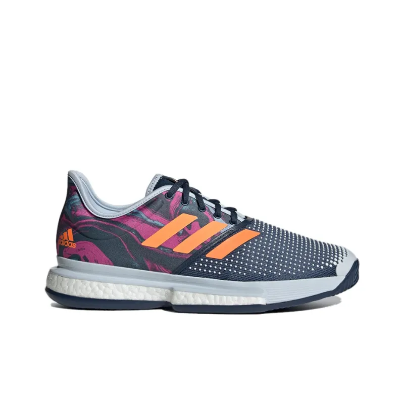 Adidas Solecourt Breathable Low-Top Running Shoes Men's Blue White Orange-1